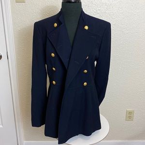 Lauren Ralph Lauren double breasted navy gold button blazer